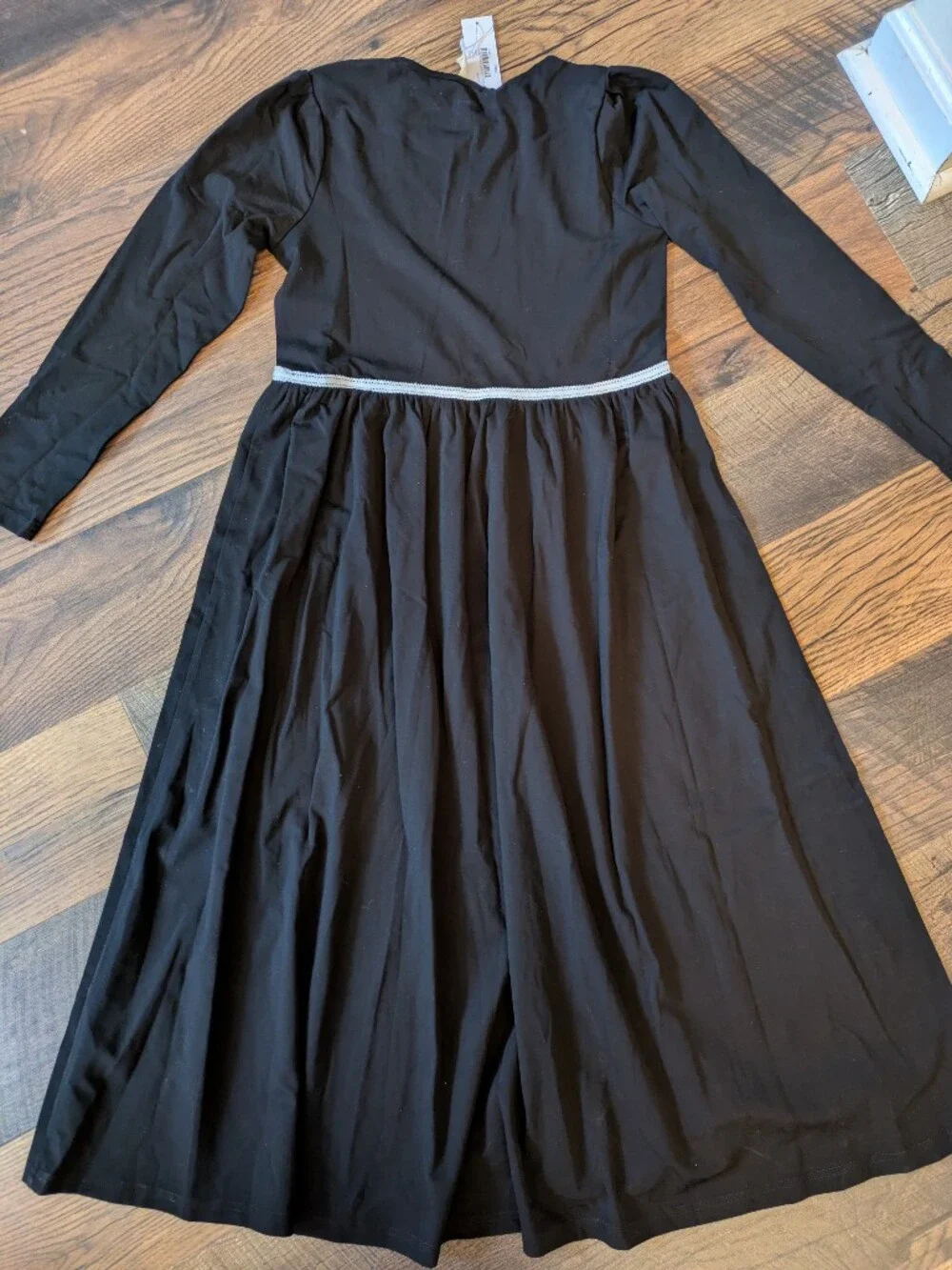 NWT Ava & Lu Modest Long Black Maxi Dress Girls 14 XS Embroidered Trim